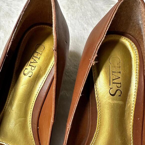 IOB Chaps Pamona Open Toe Slip On Wedges Tan Women’s 6.5B - Picture 10 of 11